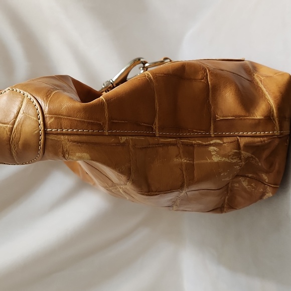 Dooney & Bourke Tan Croc Embossed Leather Shoulder Bag - Picture 3 of 16